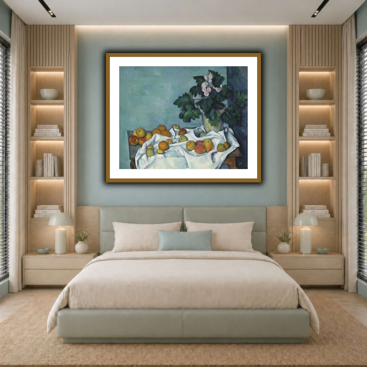 Still_Life_with_Apples_and_a_Pot_of_Primroses_Paul_Cezanne cool-bedroom