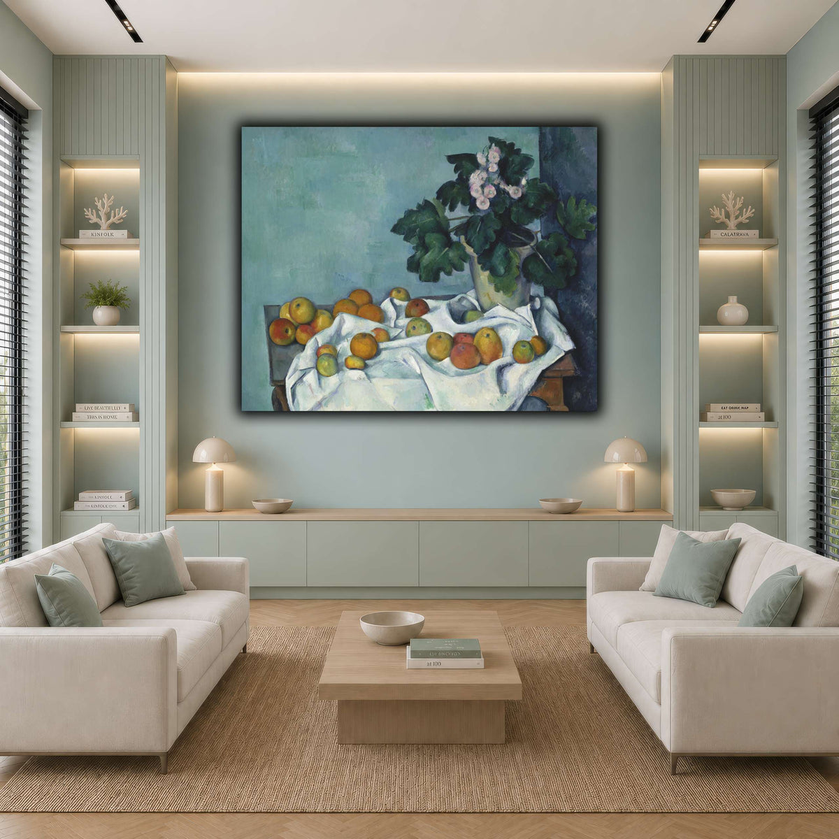 Still_Life_with_Apples_and_a_Pot_of_Primroses_Paul_Cezanne cool-living room