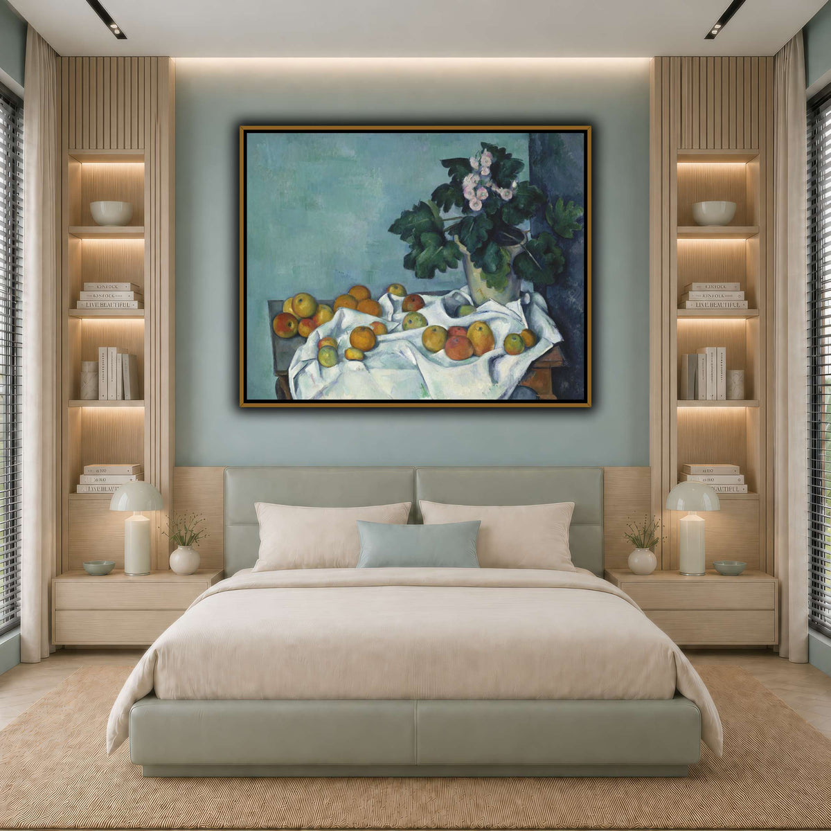 Still_Life_with_Apples_and_a_Pot_of_Primroses_Paul_Cezanne cool-bedroom