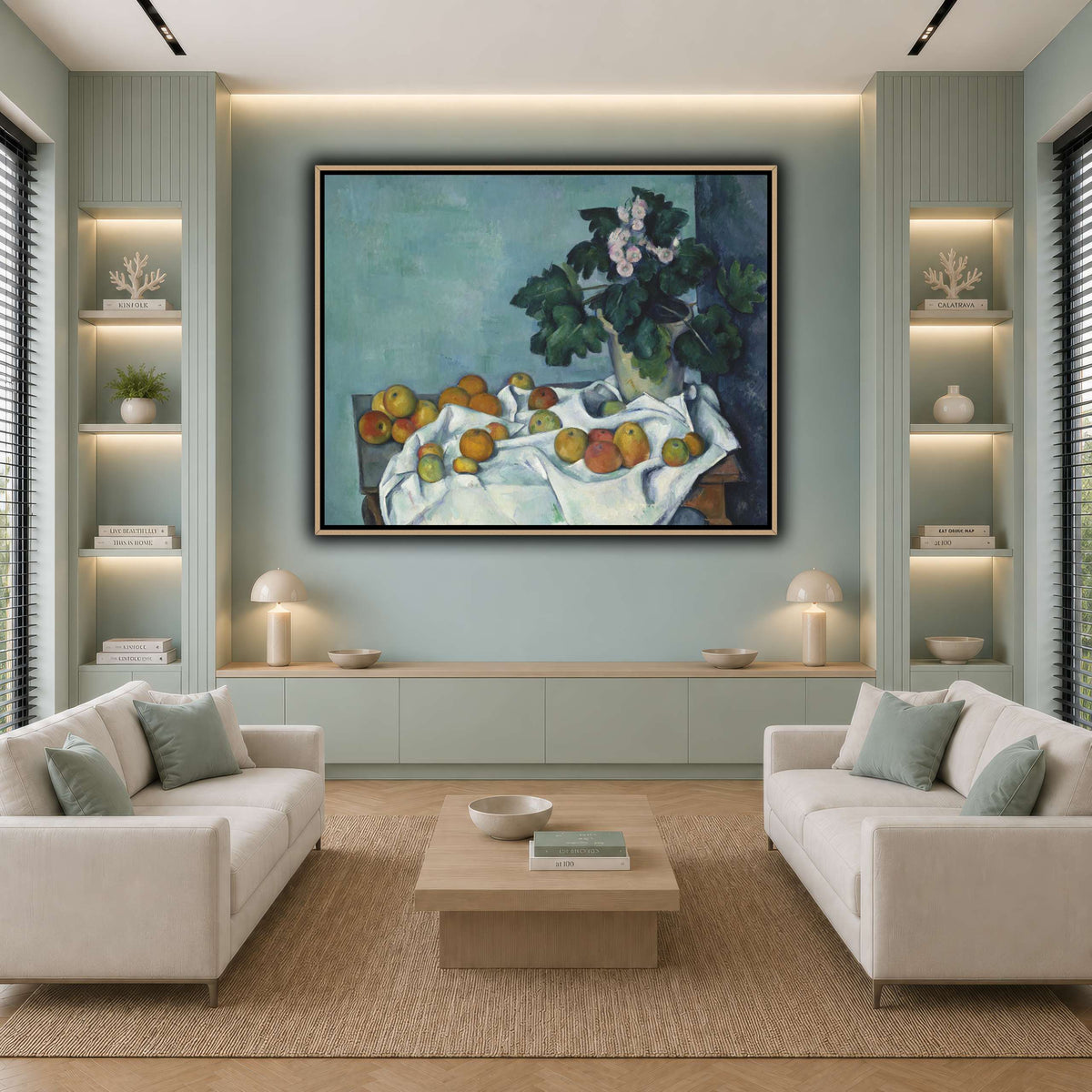 Still_Life_with_Apples_and_a_Pot_of_Primroses_Paul_Cezanne cool-living room