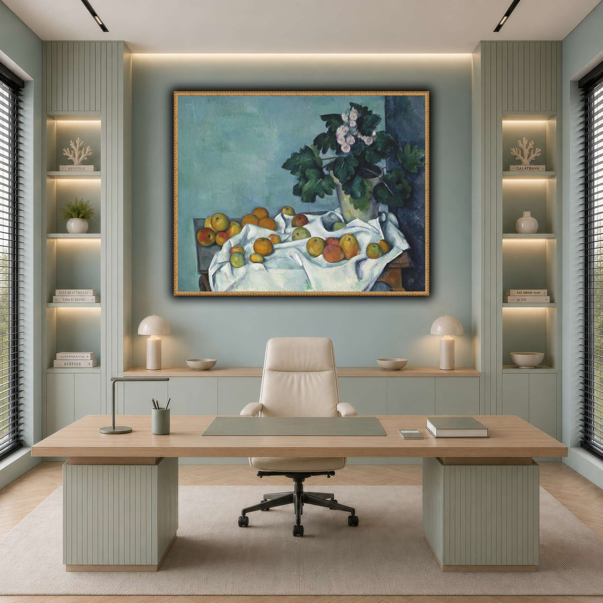 Still_Life_with_Apples_and_a_Pot_of_Primroses_Paul_Cezanne cool-office