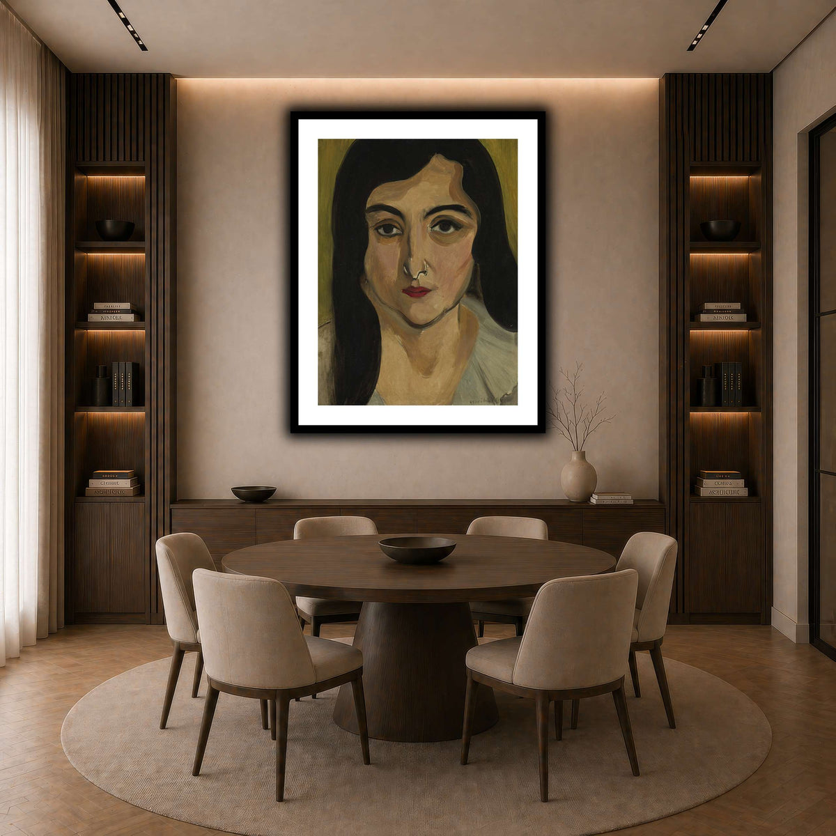 Tête_de_Femme_Henri_Matisse dark neutral-dining room