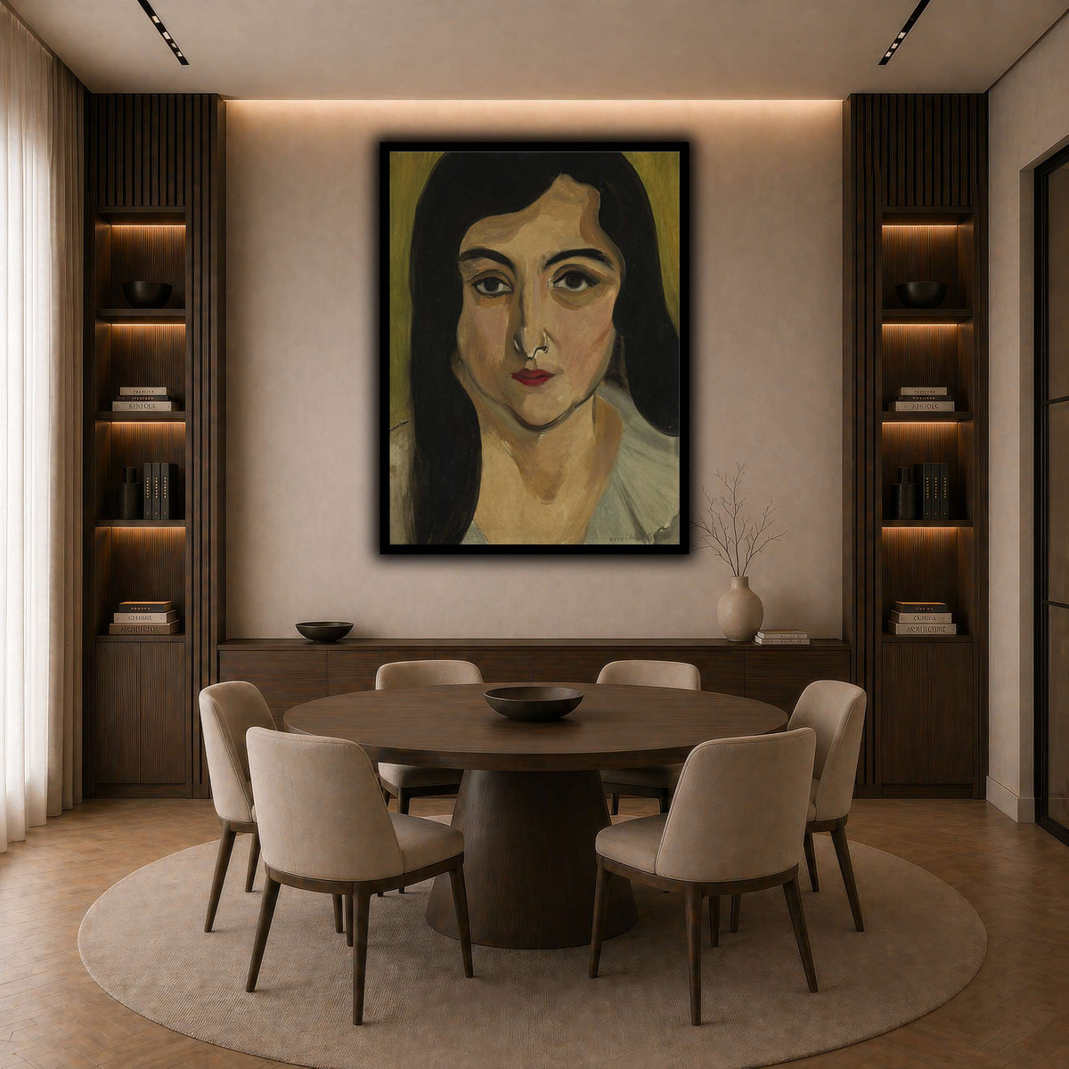 Tête_de_Femme_Henri_Matisse dark neutral-dining room