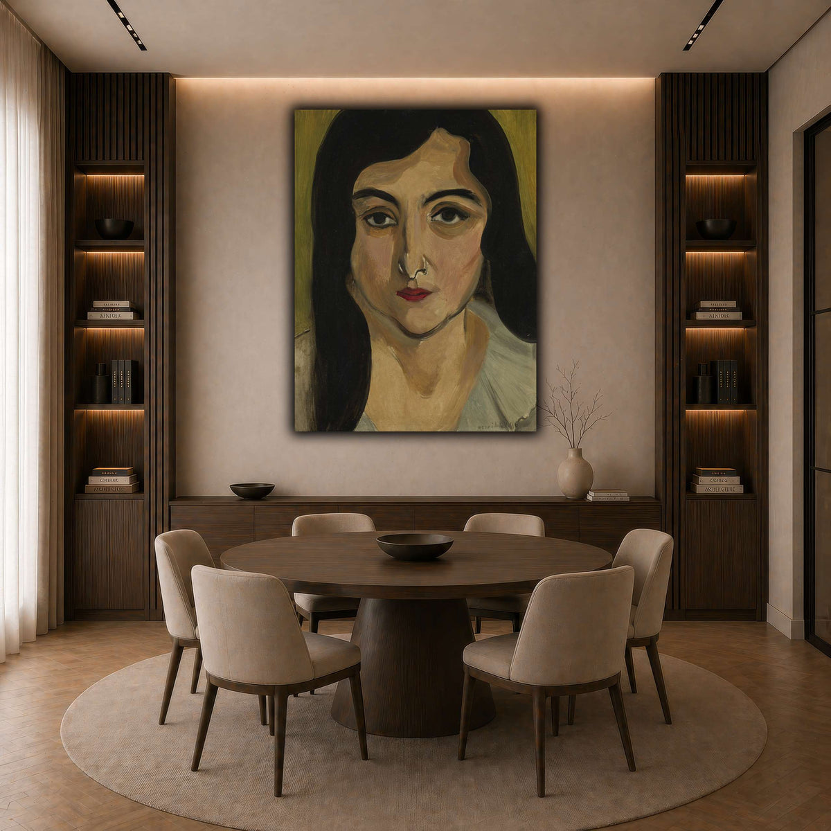 Tête_de_Femme_Henri_Matisse dark neutral-dining room