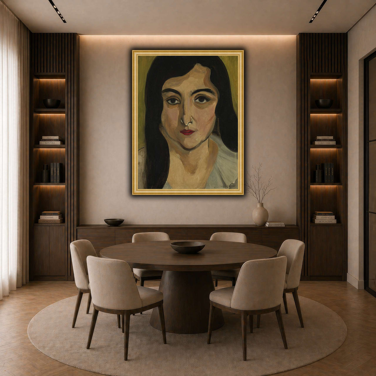 Tête_de_Femme_Henri_Matisse dark neutral-dining room