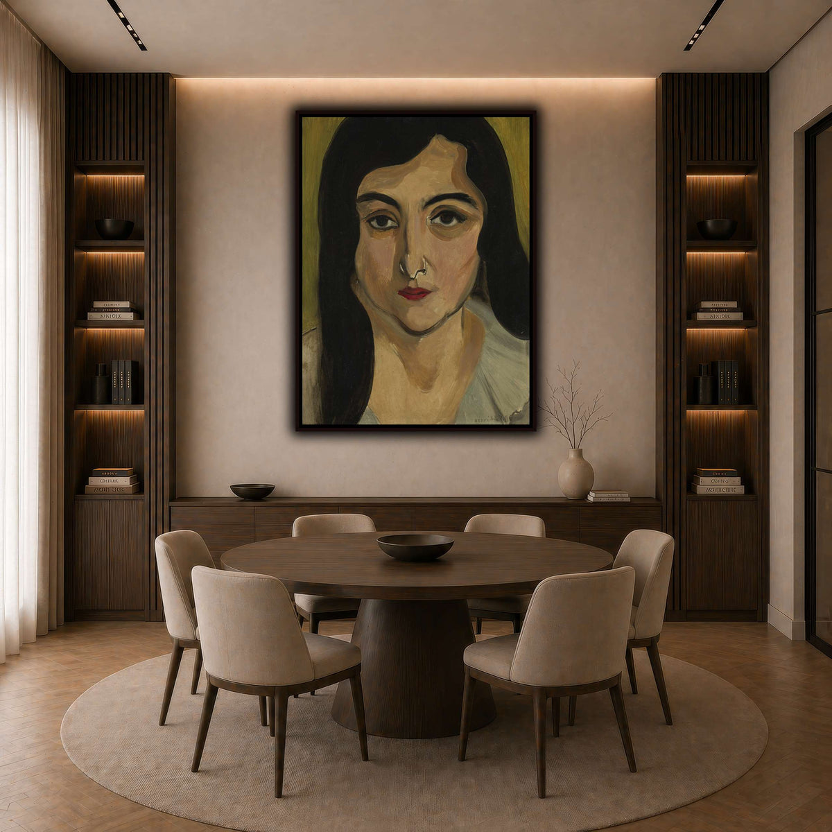 Tête_de_Femme_Henri_Matisse dark neutral-dining room
