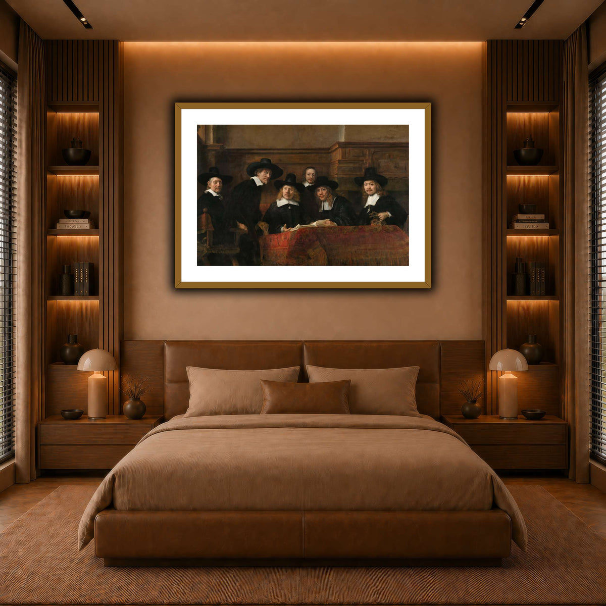 The-Sampling-Officials-of-the-Amsterdam-Drapers-Guild-Known-as-The-Syndic_Rembrandt-van-Rijn warm-bedroom