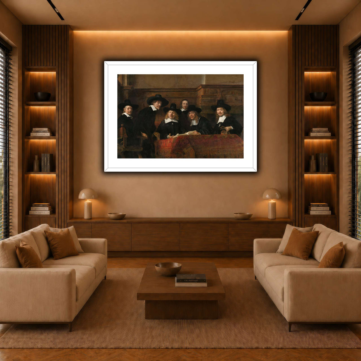 The-Sampling-Officials-of-the-Amsterdam-Drapers-Guild-Known-as-The-Syndic_Rembrandt-van-Rijn warm-living-room