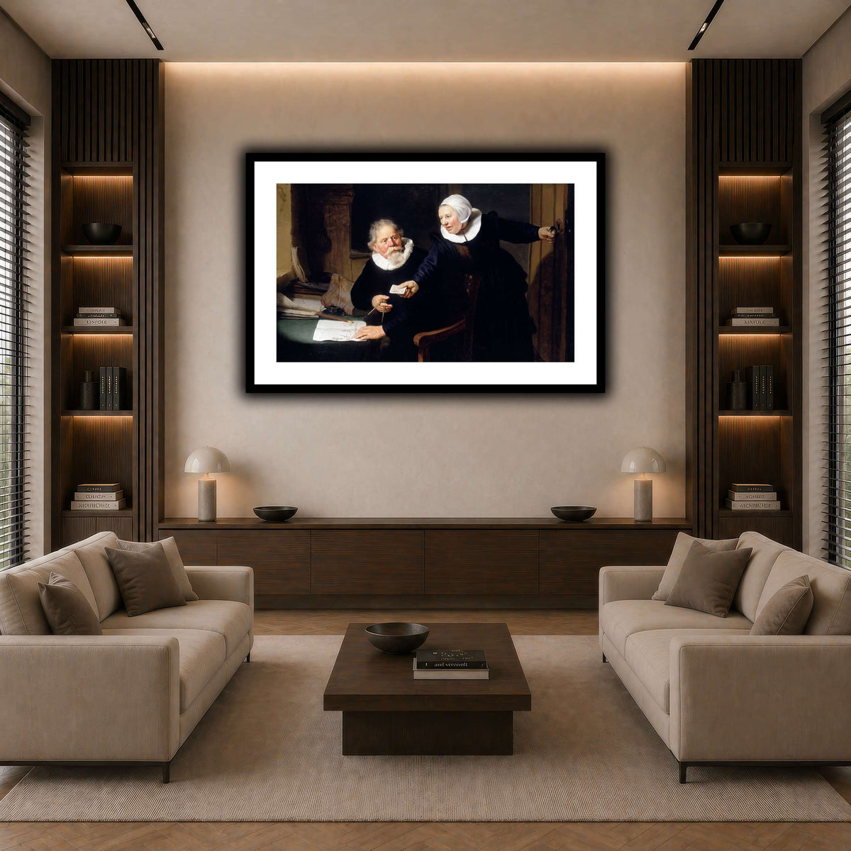 The-Shipbuilder-and-his-Wife-Jan-Rijcksen-1560-2-1637-and-his-Wife_Rembrandt-van-Rijn dark neutral-living room