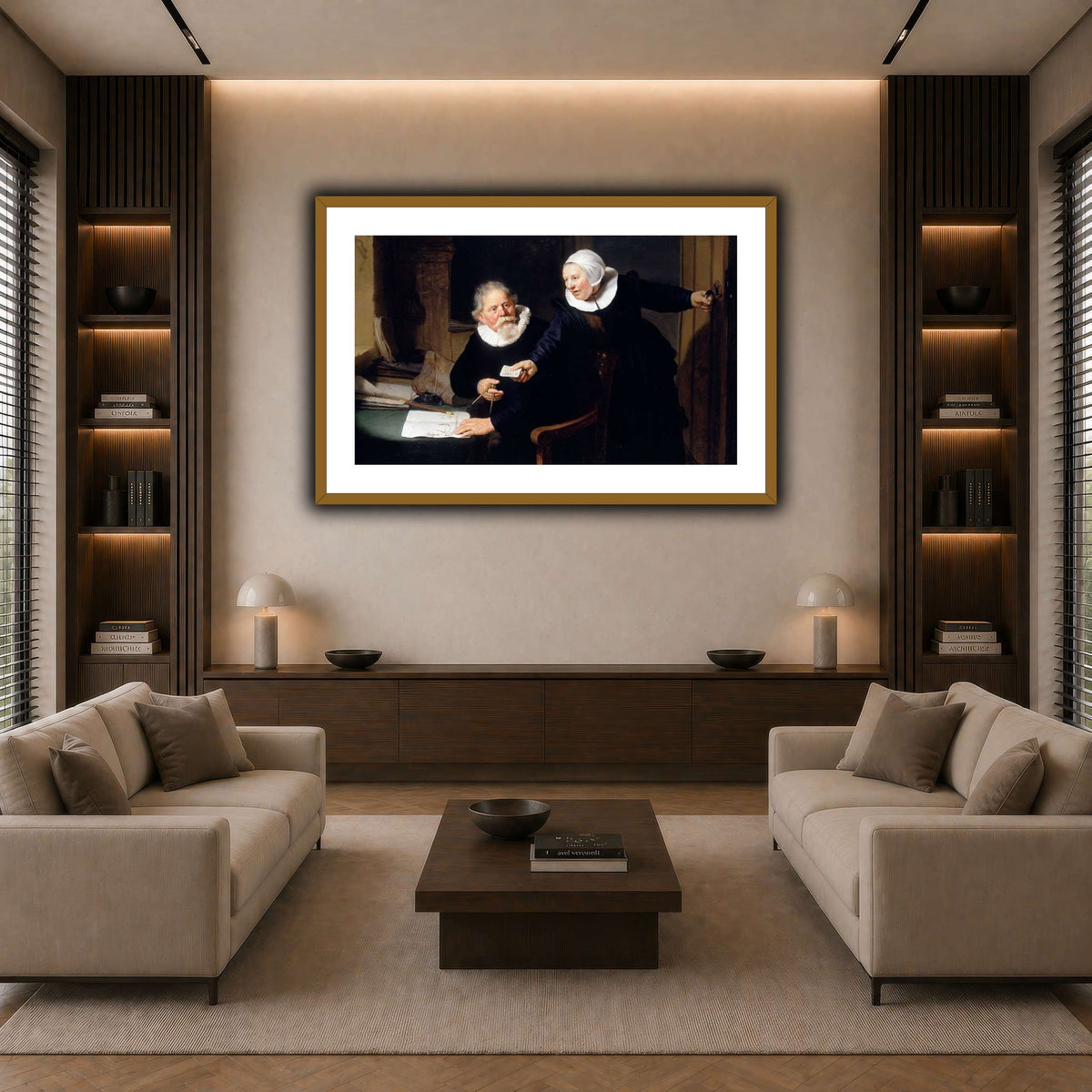 The-Shipbuilder-and-his-Wife-Jan-Rijcksen-1560-2-1637-and-his-Wife_Rembrandt-van-Rijn dark neutral-living room