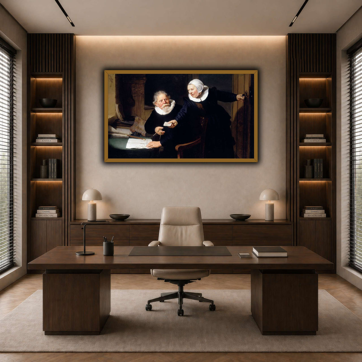 The-Shipbuilder-and-his-Wife-Jan-Rijcksen-1560-2-1637-and-his-Wife_Rembrandt-van-Rijn dark neutral-office