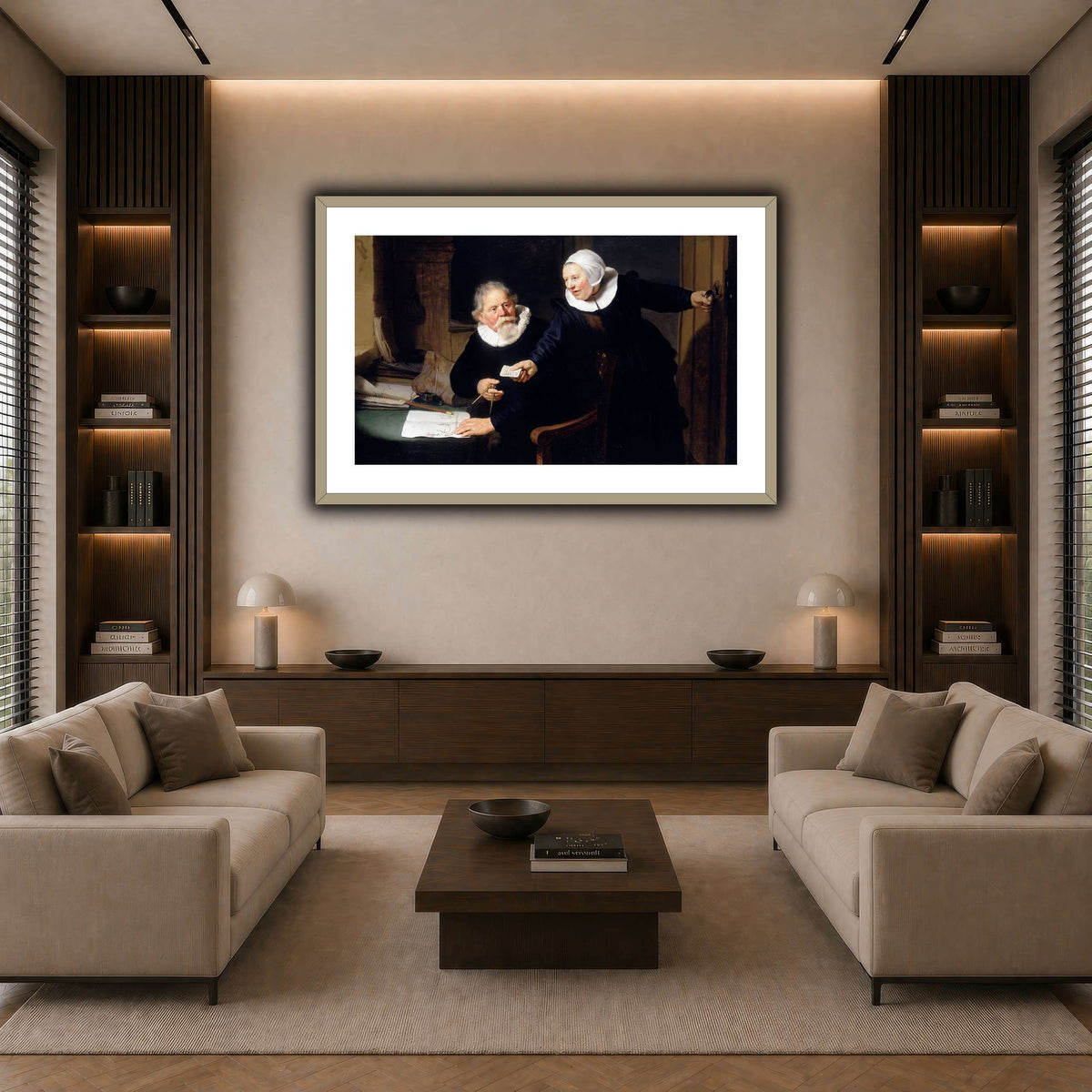 The-Shipbuilder-and-his-Wife-Jan-Rijcksen-1560-2-1637-and-his-Wife_Rembrandt-van-Rijn dark neutral-living room