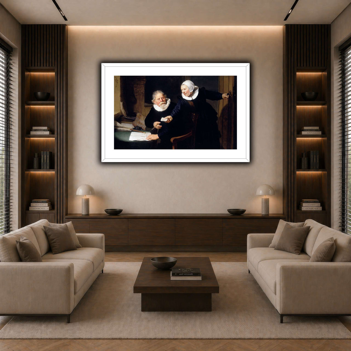 The-Shipbuilder-and-his-Wife-Jan-Rijcksen-1560-2-1637-and-his-Wife_Rembrandt-van-Rijn dark neutral-living room