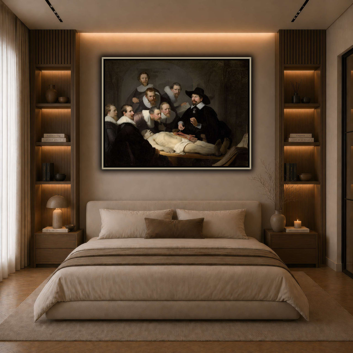 The_Anatomy_Lesson_of_Dr_Nicolaes_Tulp_Rembrandt-van-Rijn dark neutral-bedroom