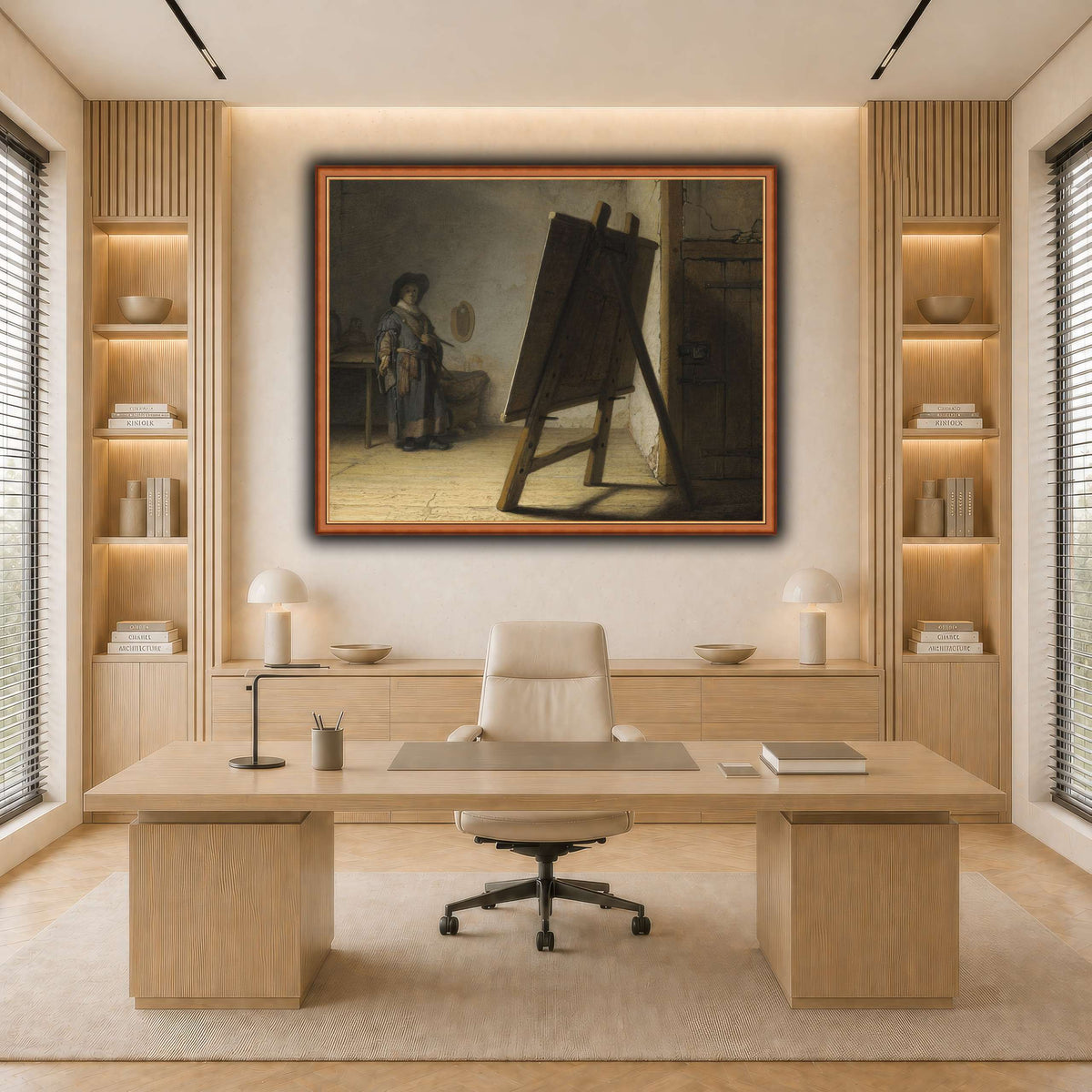 The_Artist_in_his_studio_Rembrandt-van-Rijn light neutral-office