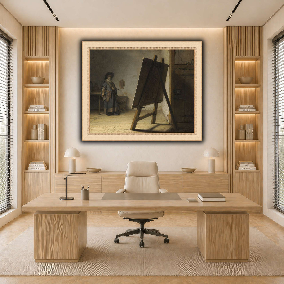 The_Artist_in_his_studio_Rembrandt-van-Rijn light neutral-office