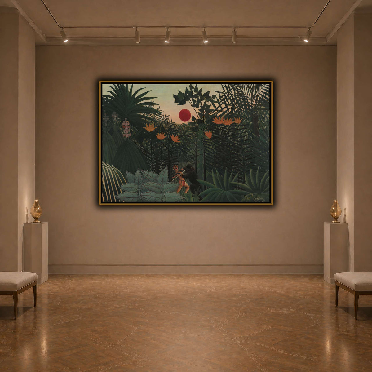 Tropical-Landscape-American-Indian-Struggling-with-a-Gorilla-1910_Henri-Rousseau dark neutral-agallery