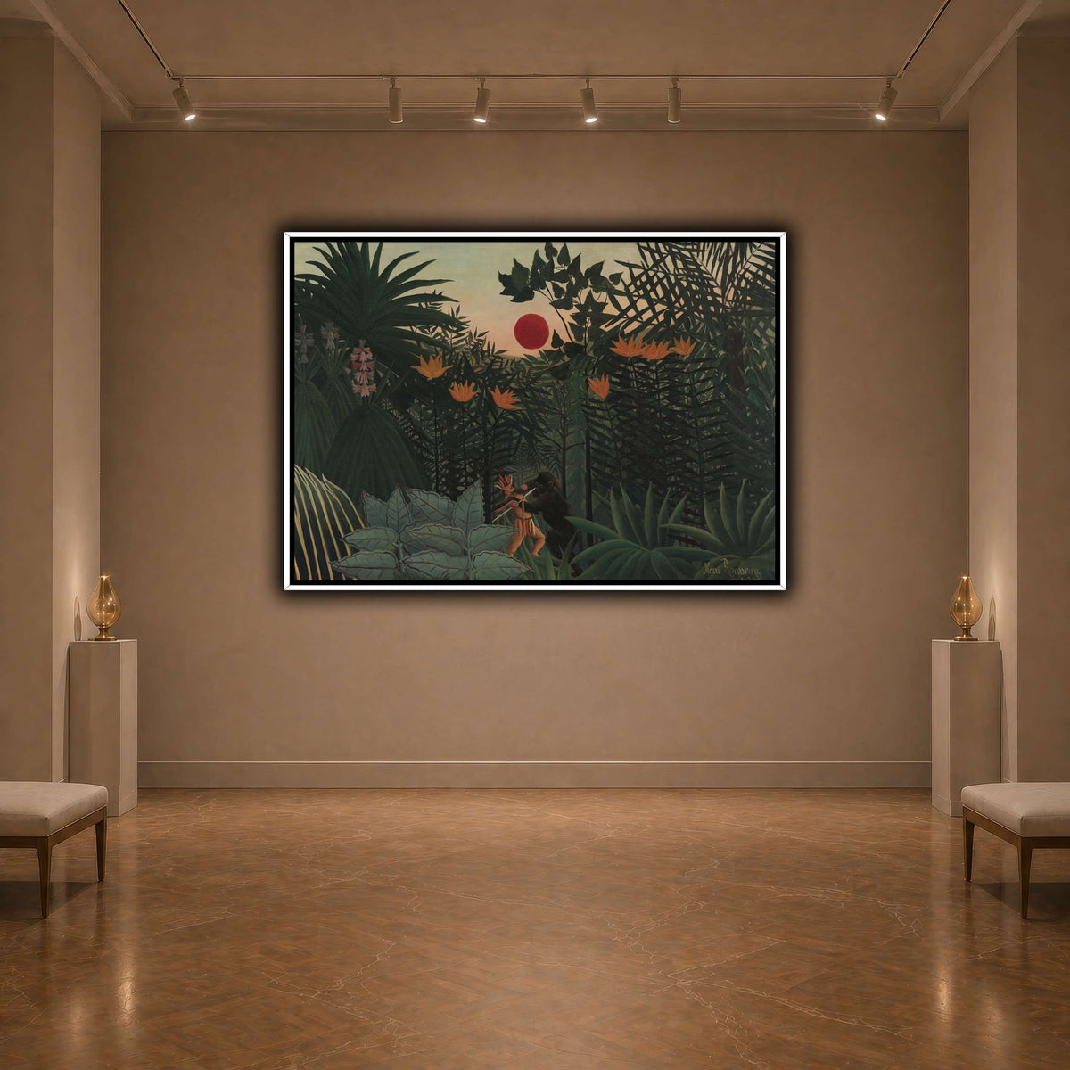 Tropical-Landscape-American-Indian-Struggling-with-a-Gorilla-1910_Henri-Rousseau dark neutral-agallery