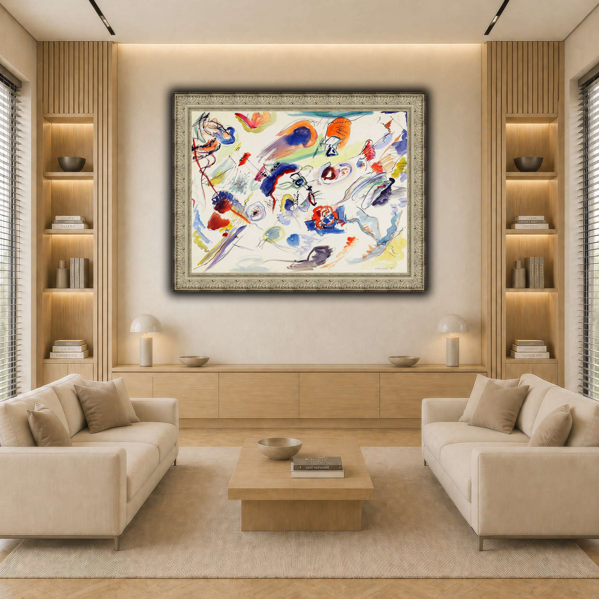 Untitled_(First_Abstract_Watercolor)_by_Wassily_Kandinsky light neutral-living room