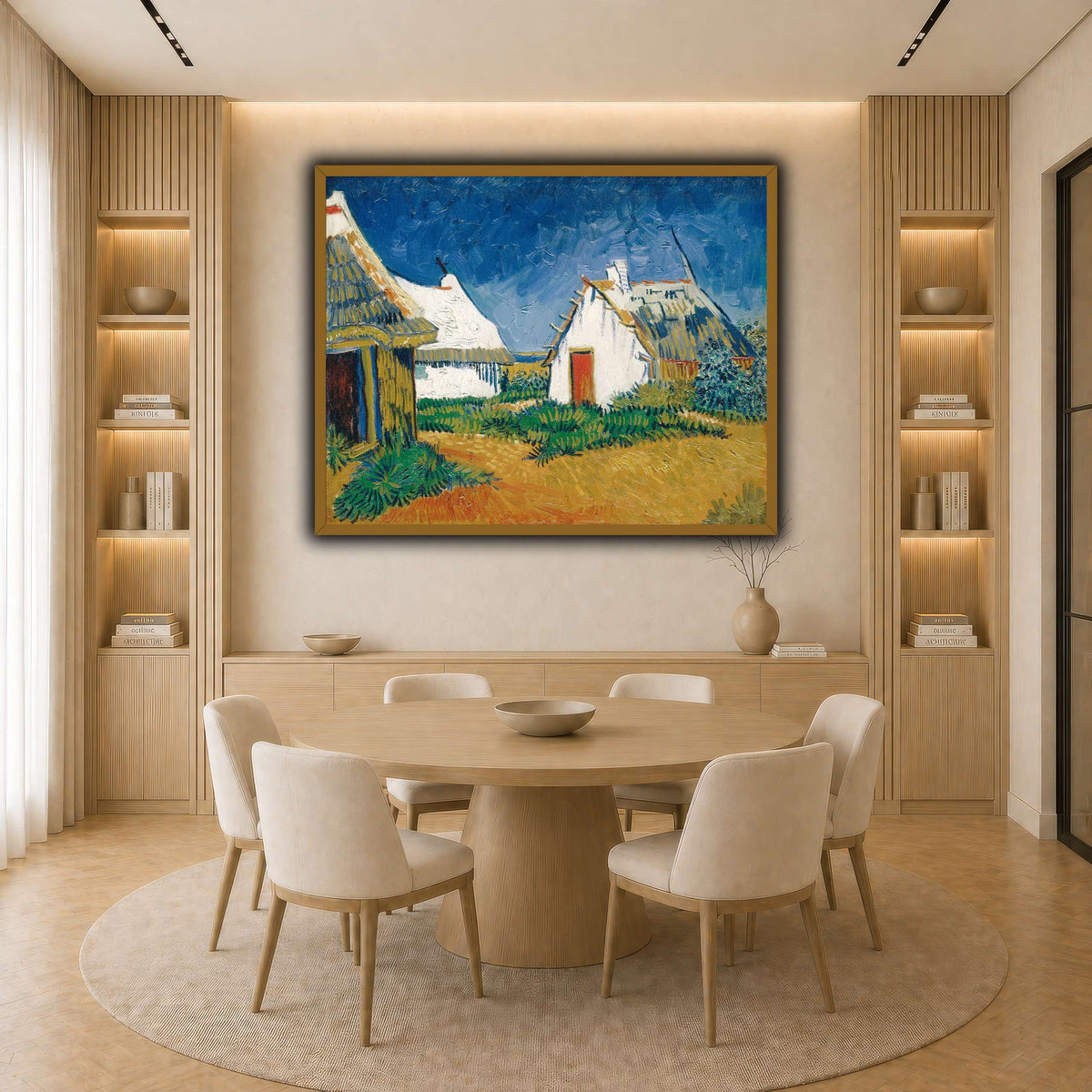 Van_Gogh_-_Drei_weiße_Hütten light neutral-dining room