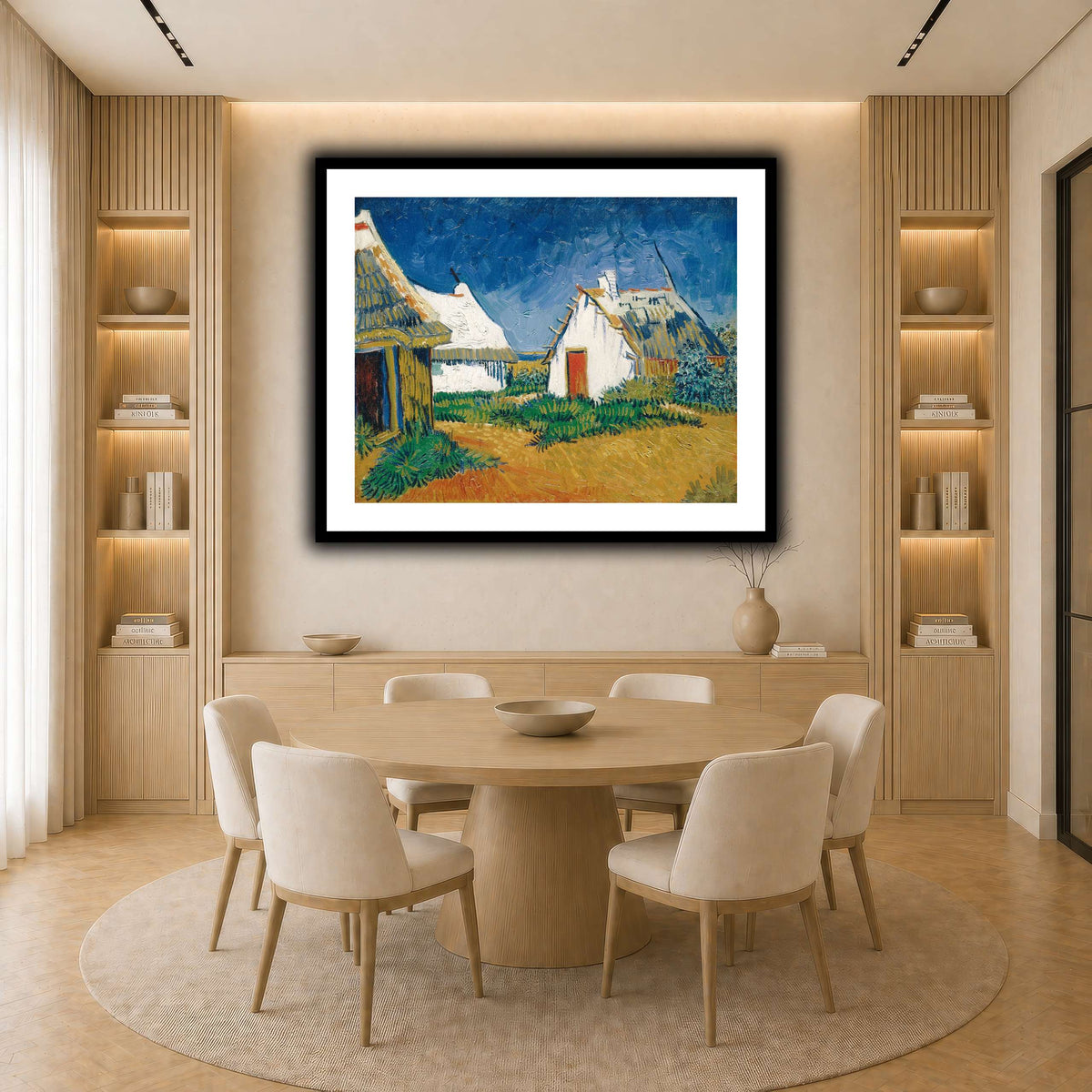 Van_Gogh_-_Drei_weiße_Hütten light neutral-dining room