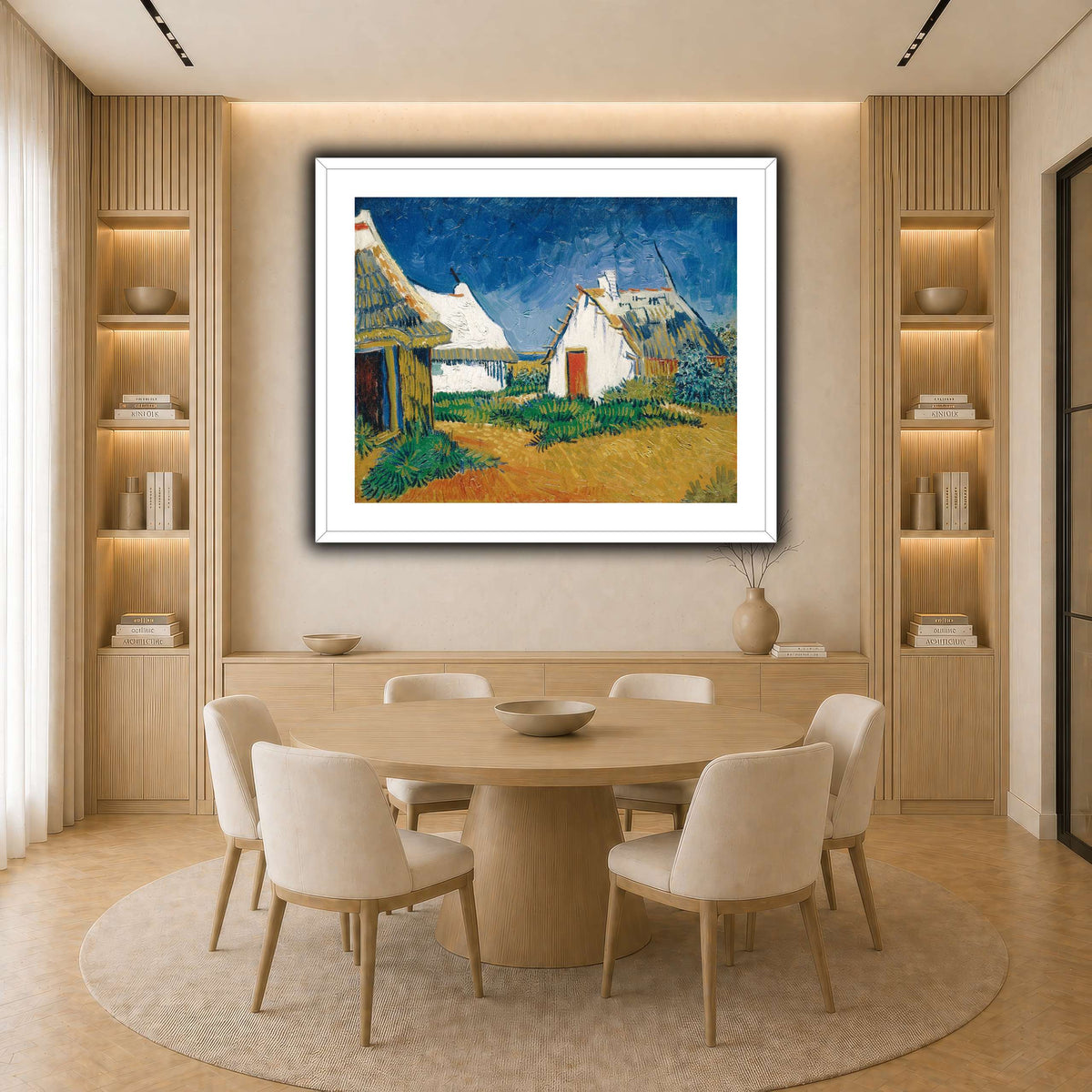 Van_Gogh_-_Drei_weiße_Hütten light neutral-dining room