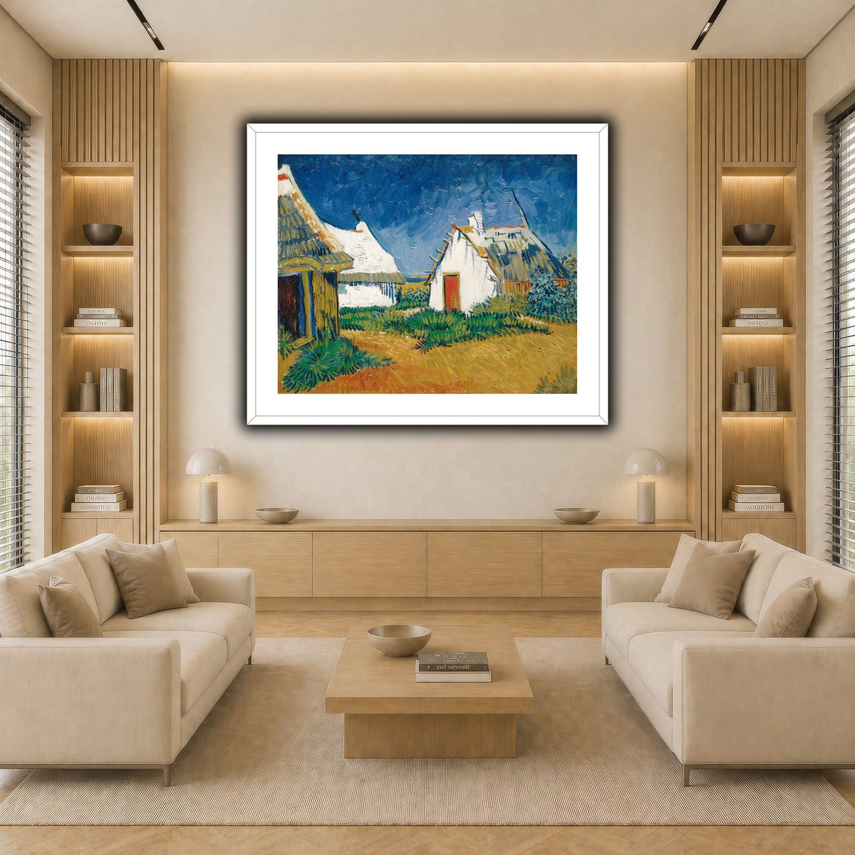 Van_Gogh_-_Drei_weiße_Hütten light neutral-living room