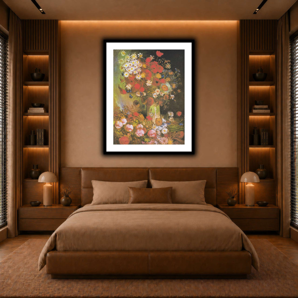 Van_Gogh_-_Vase_mit_Mohn-_und_Kornblumen,_Pfingstrosen_und_Chrysanthemen warm-bedroom