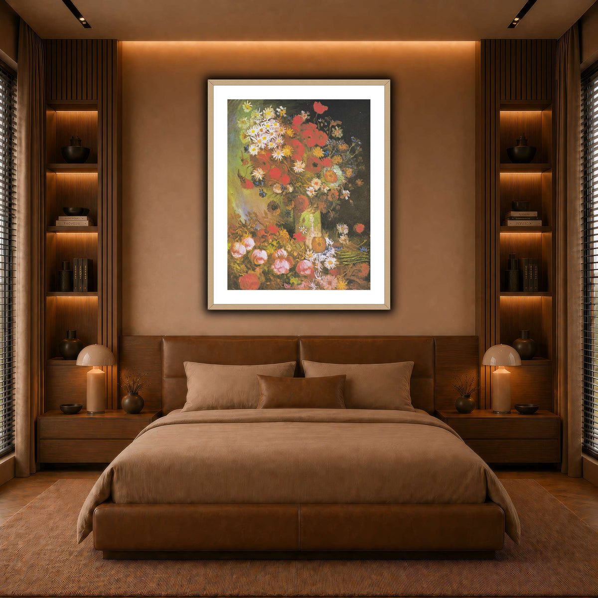 Van_Gogh_-_Vase_mit_Mohn-_und_Kornblumen,_Pfingstrosen_und_Chrysanthemen warm-bedroom