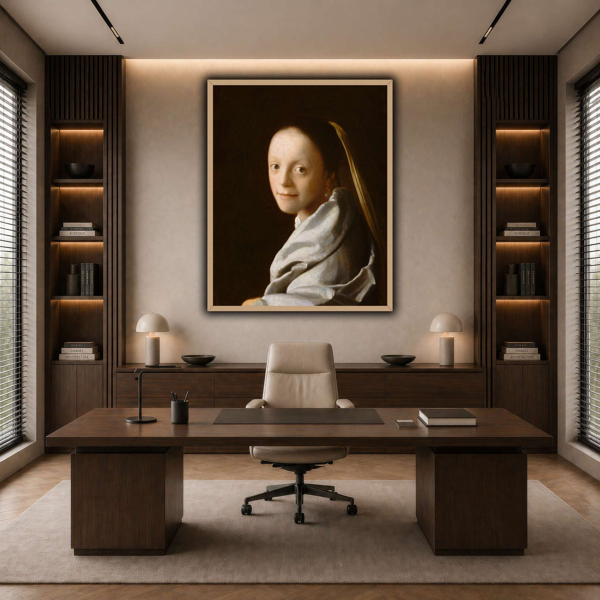 Vermeer-Portrait_of_a_Young_Woman dark neutral-office