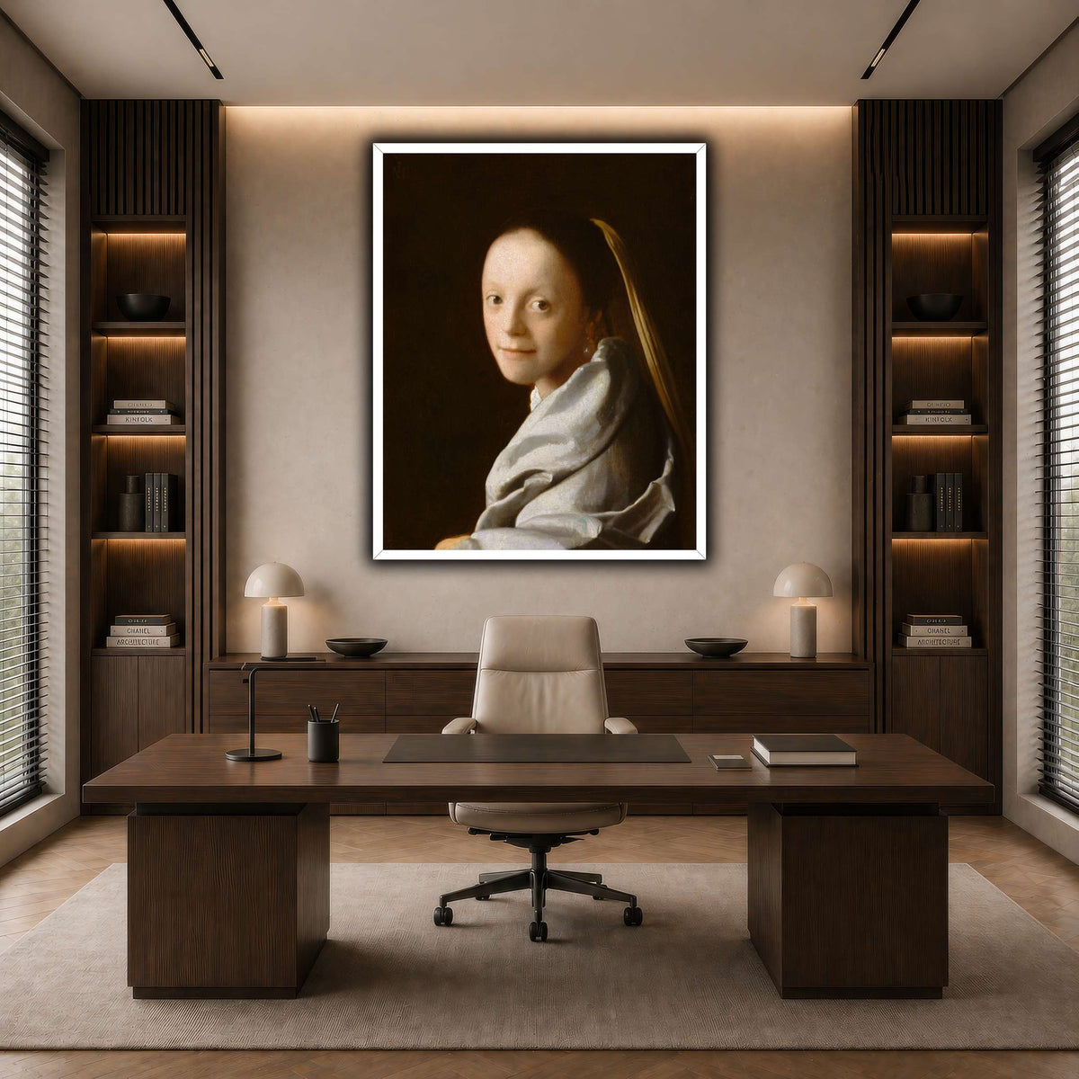 Vermeer-Portrait_of_a_Young_Woman dark neutral-office
