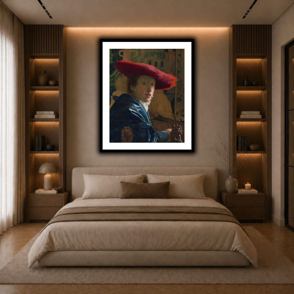 Vermeer_-_Girl_with_a_Red_Hat dark neutral-bedroom