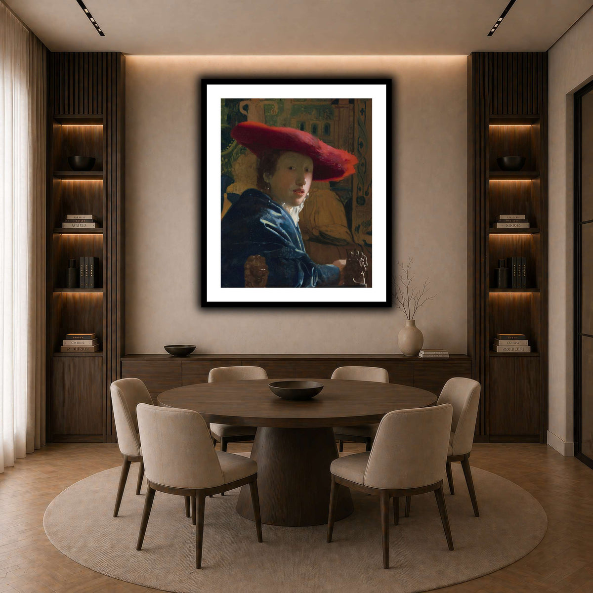 Vermeer_-_Girl_with_a_Red_Hat dark neutral-dining room
