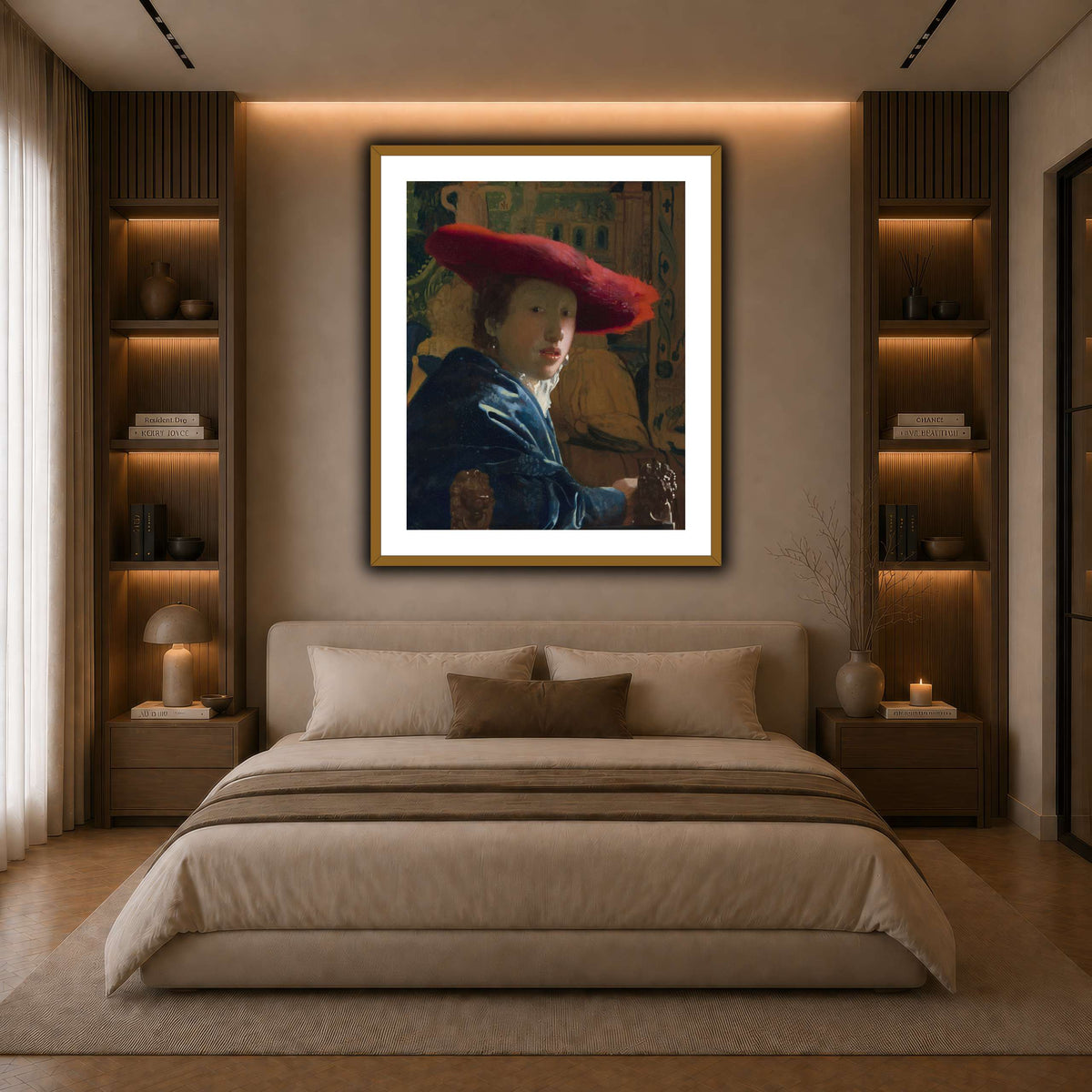 Vermeer_-_Girl_with_a_Red_Hat dark neutral-bedroom