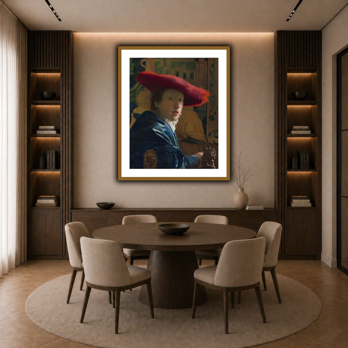 Vermeer_-_Girl_with_a_Red_Hat dark neutral-dining room