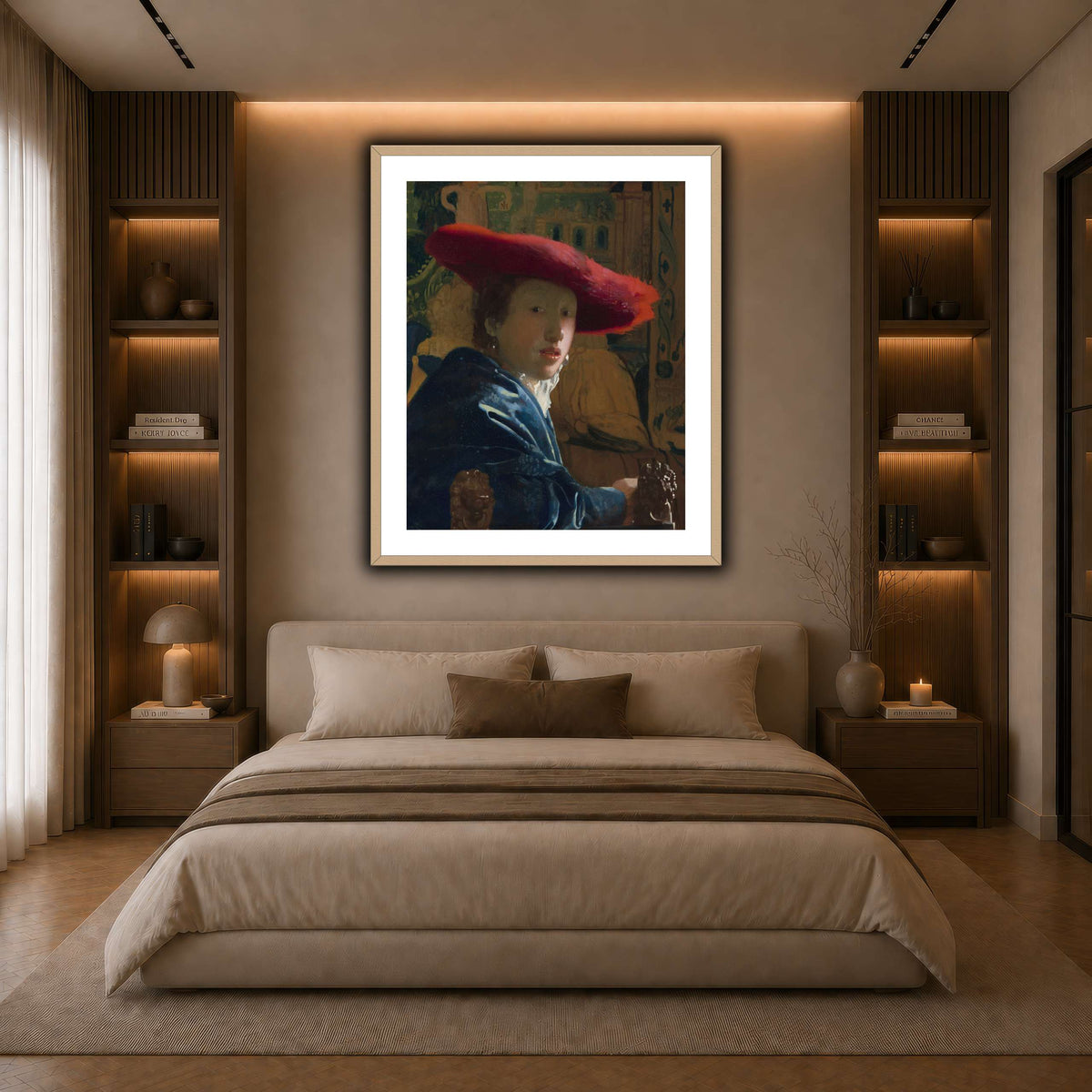 Vermeer_-_Girl_with_a_Red_Hat dark neutral-bedroom