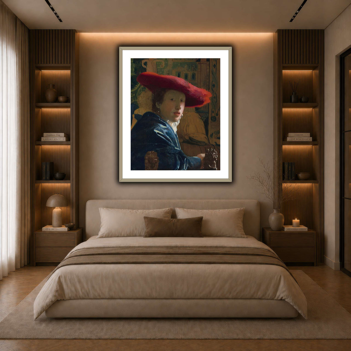 Vermeer_-_Girl_with_a_Red_Hat dark neutral-bedroom