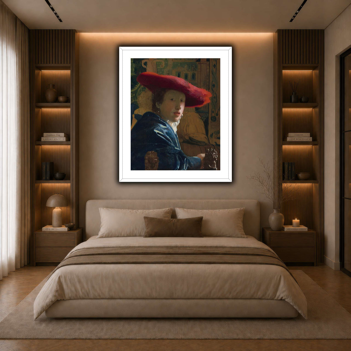 Vermeer_-_Girl_with_a_Red_Hat dark neutral-bedroom