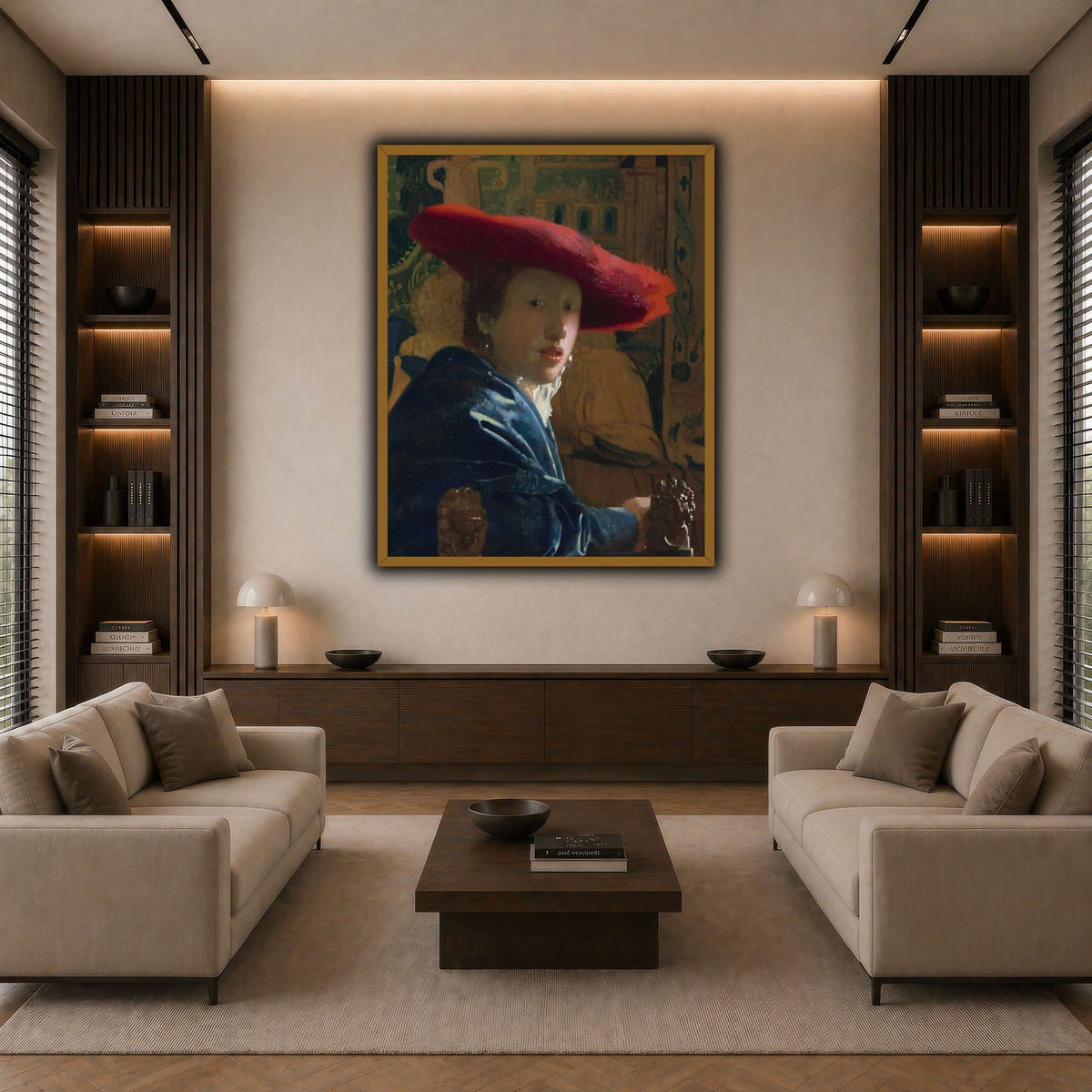 Vermeer_-_Girl_with_a_Red_Hat dark neutral-living room