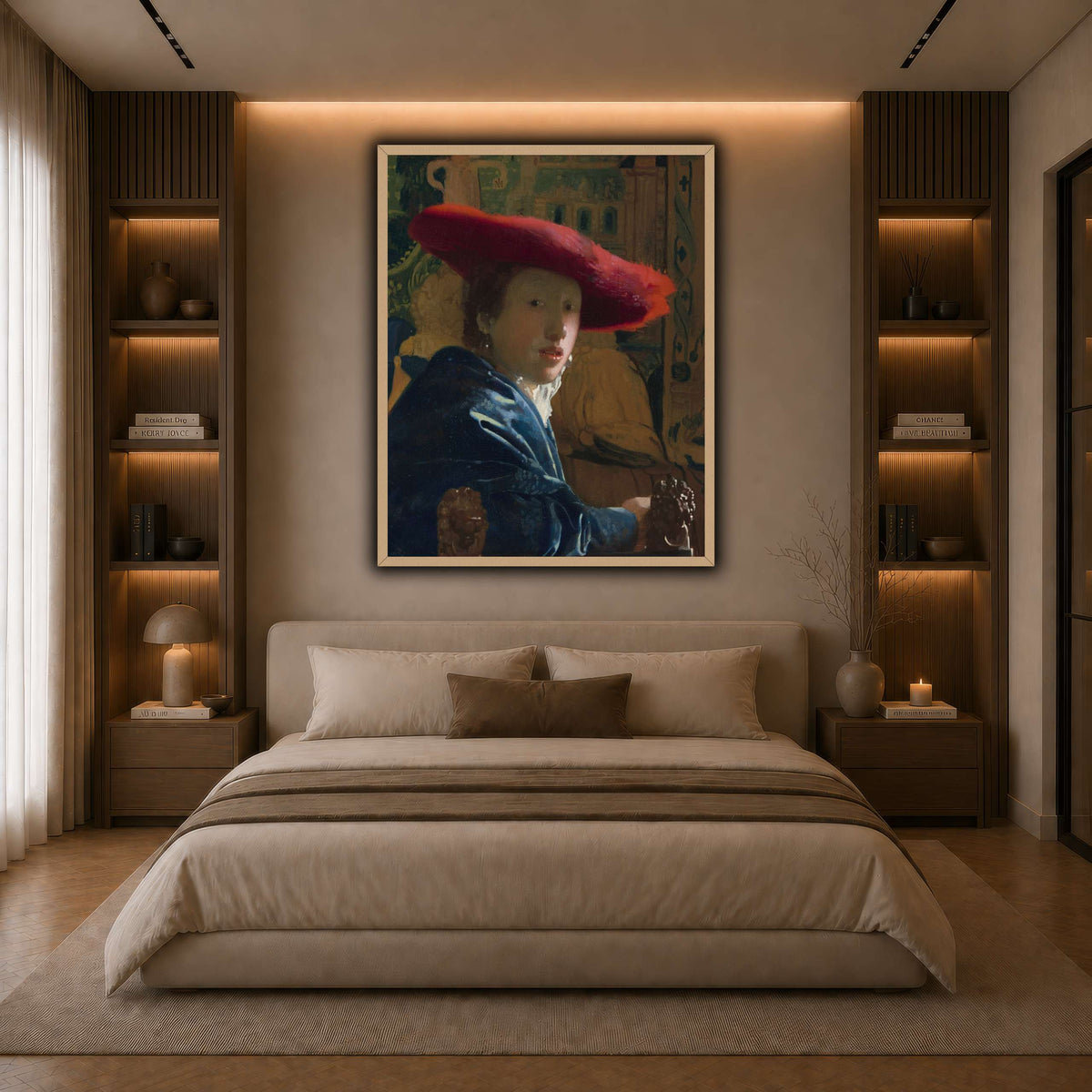 Vermeer_-_Girl_with_a_Red_Hat dark neutral-bedroom