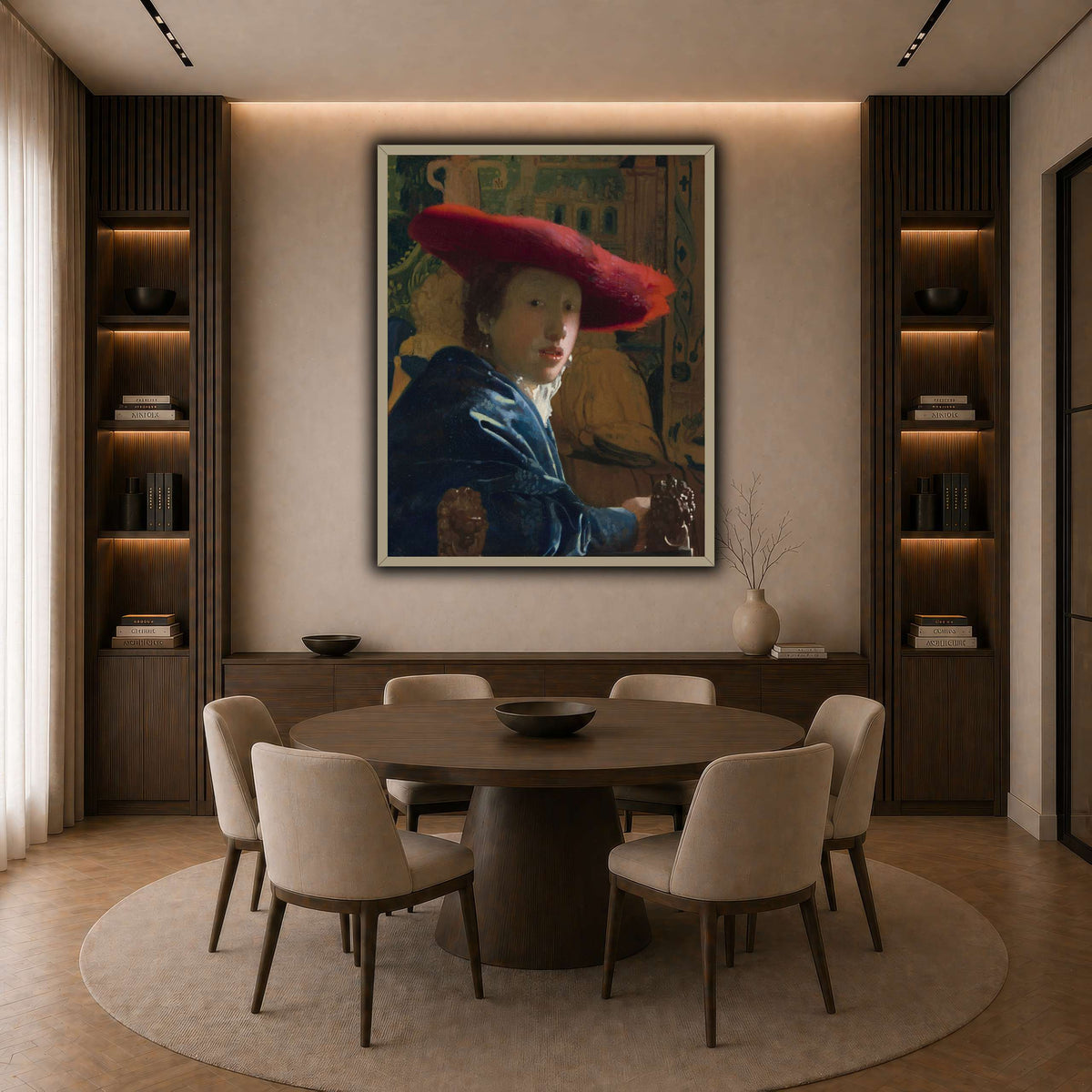 Vermeer_-_Girl_with_a_Red_Hat dark neutral-dining room