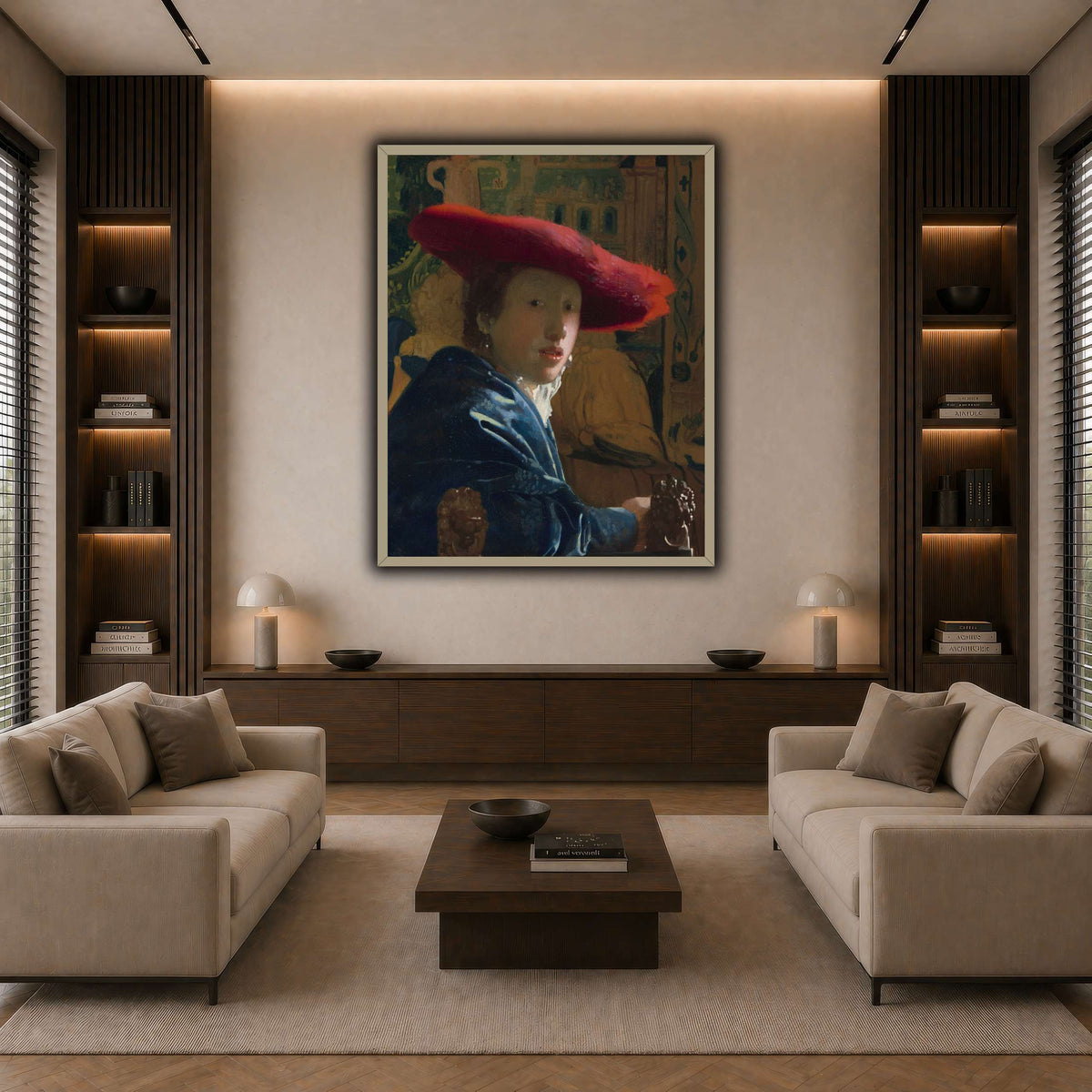 Vermeer_-_Girl_with_a_Red_Hat dark neutral-living room