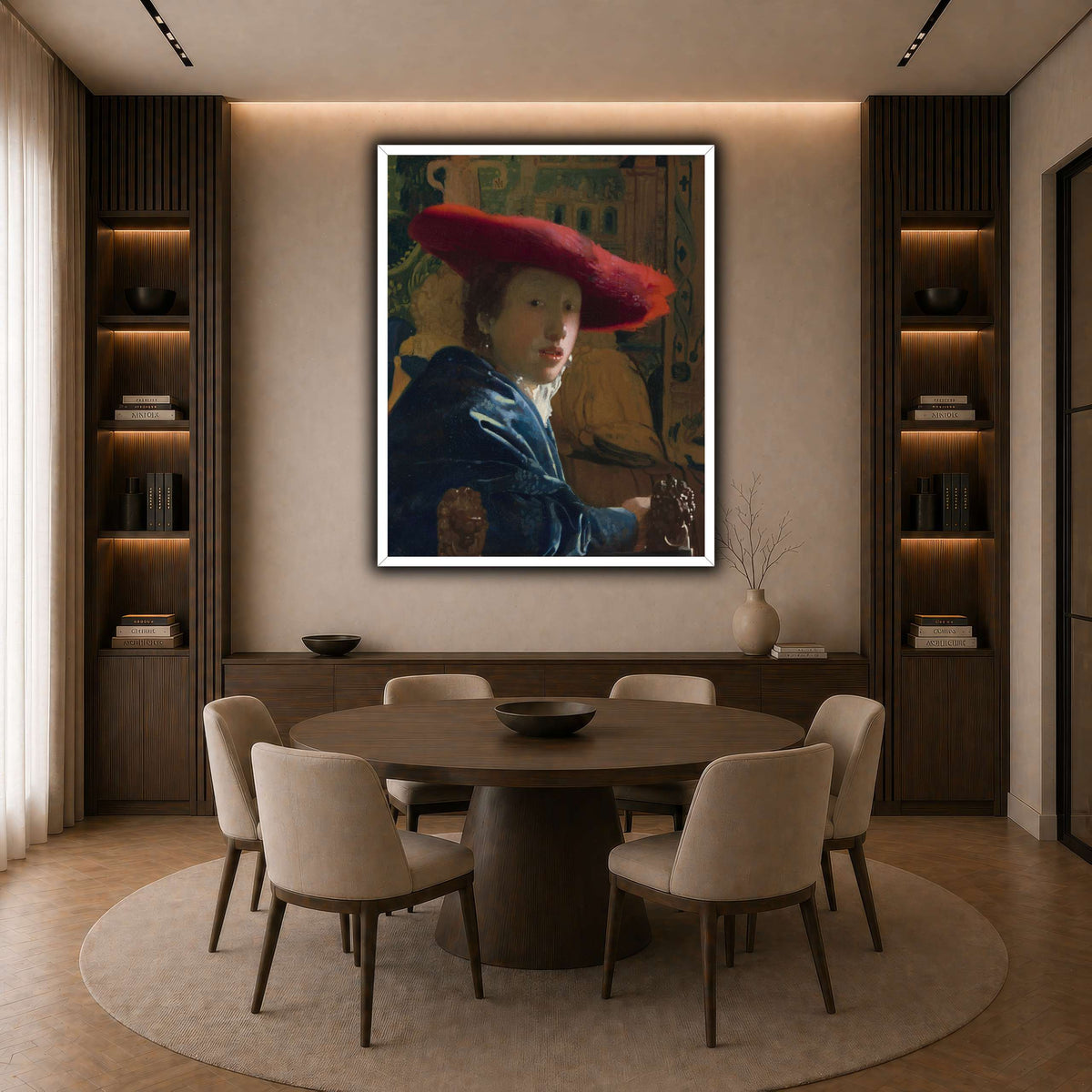 Vermeer_-_Girl_with_a_Red_Hat dark neutral-dining room
