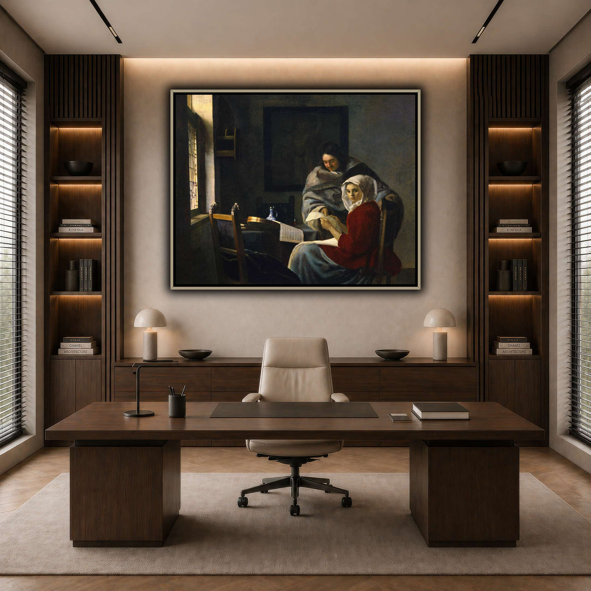 Vermeer_Girl_Interrupted_at_Her_Music dark neutral-office