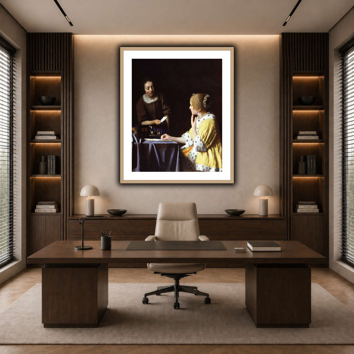 Vermeer_Lady_Maidservant_Holding_Letter dark neutral-office