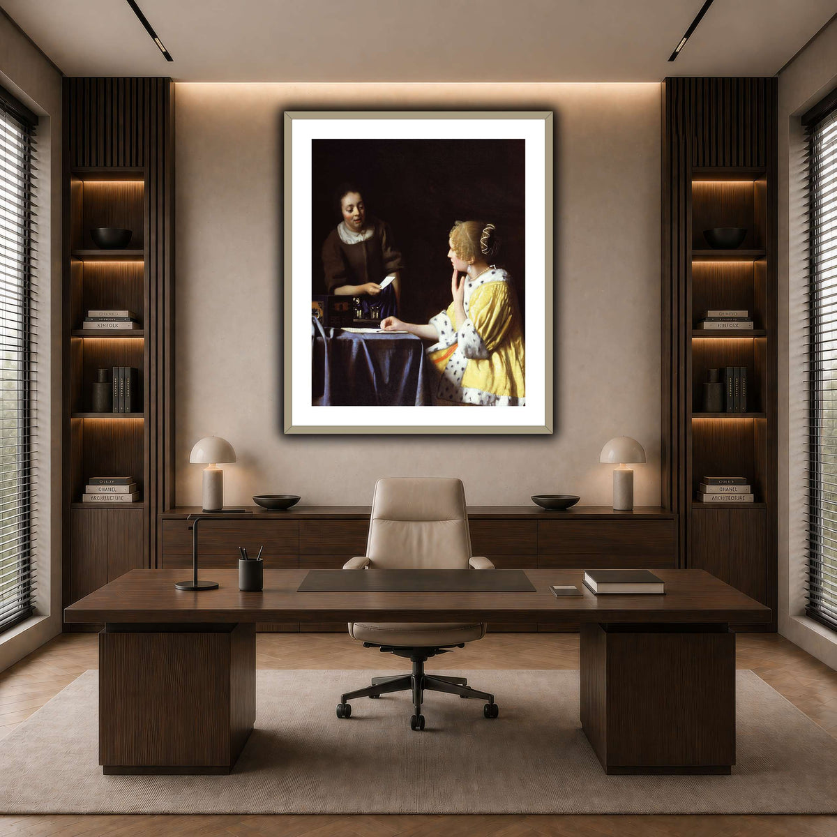 Vermeer_Lady_Maidservant_Holding_Letter dark neutral-office