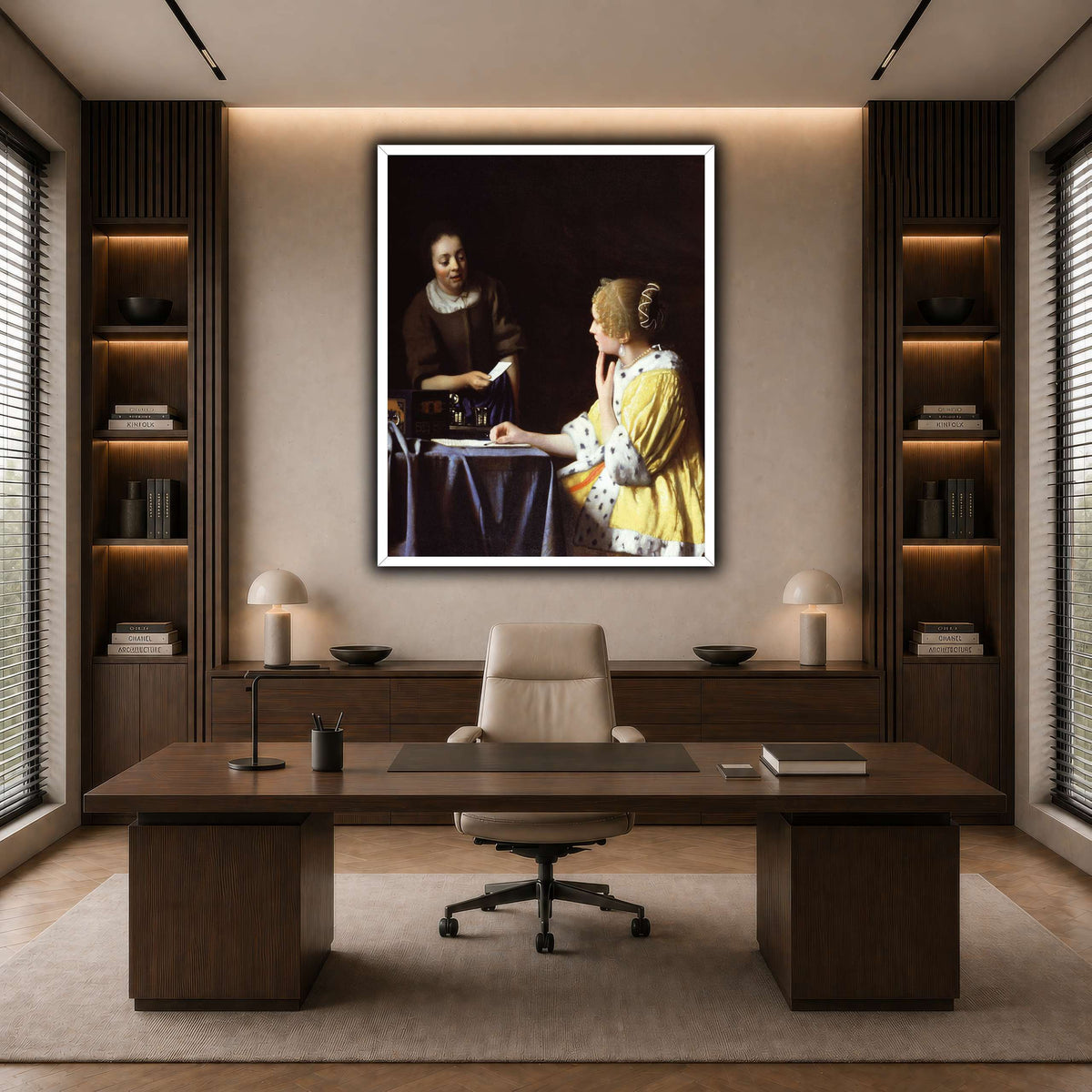 Vermeer_Lady_Maidservant_Holding_Letter dark neutral-office