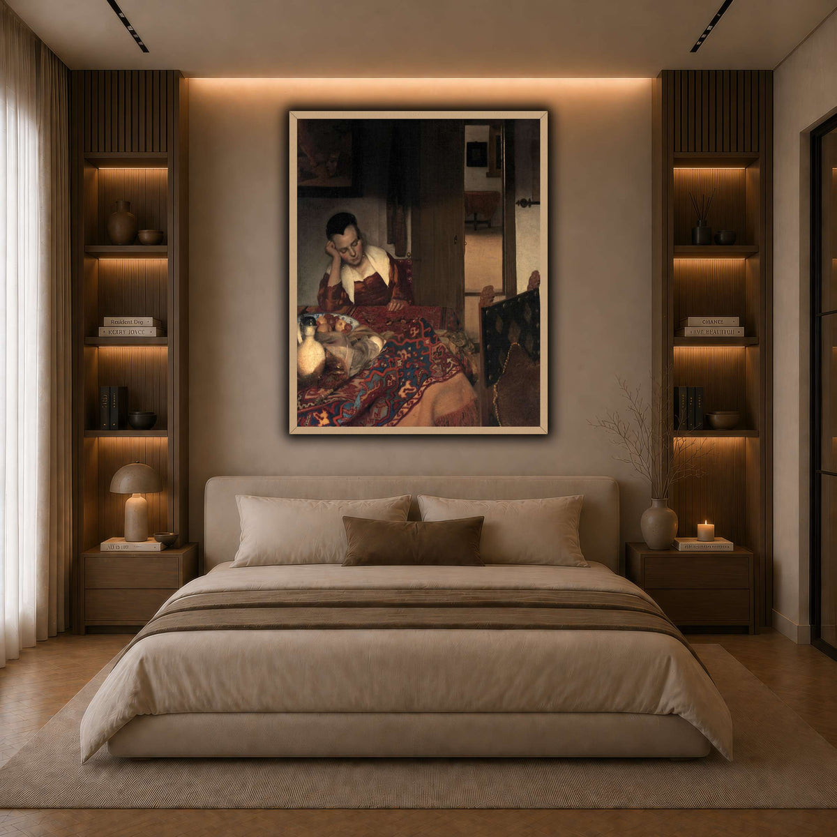 Vermeer_young_women_sleeping_result dark neutral-bedroom