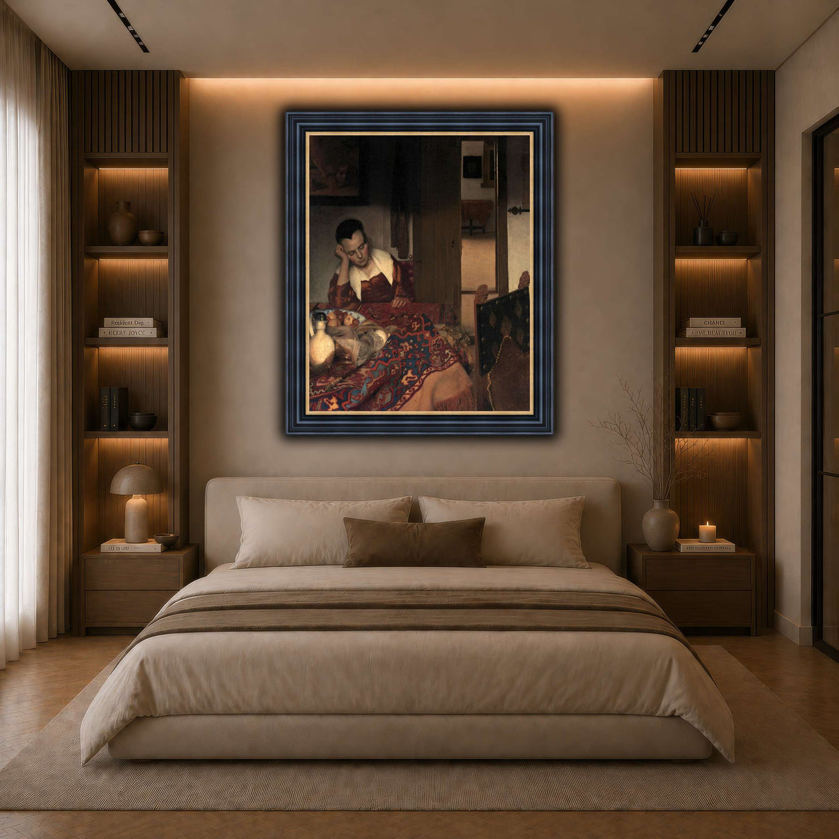 Vermeer_young_women_sleeping_result dark neutral-bedroom