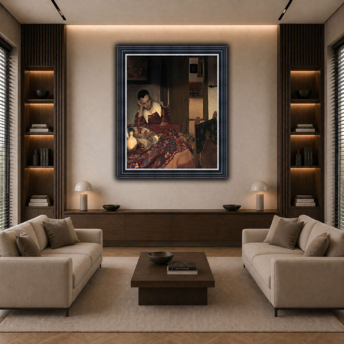 Vermeer_young_women_sleeping_result dark neutral-living room